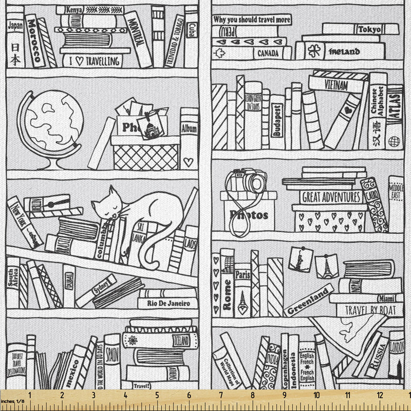 Debrianna Bookshelf and Sleeping Kitty Multi-Purpose Fabric