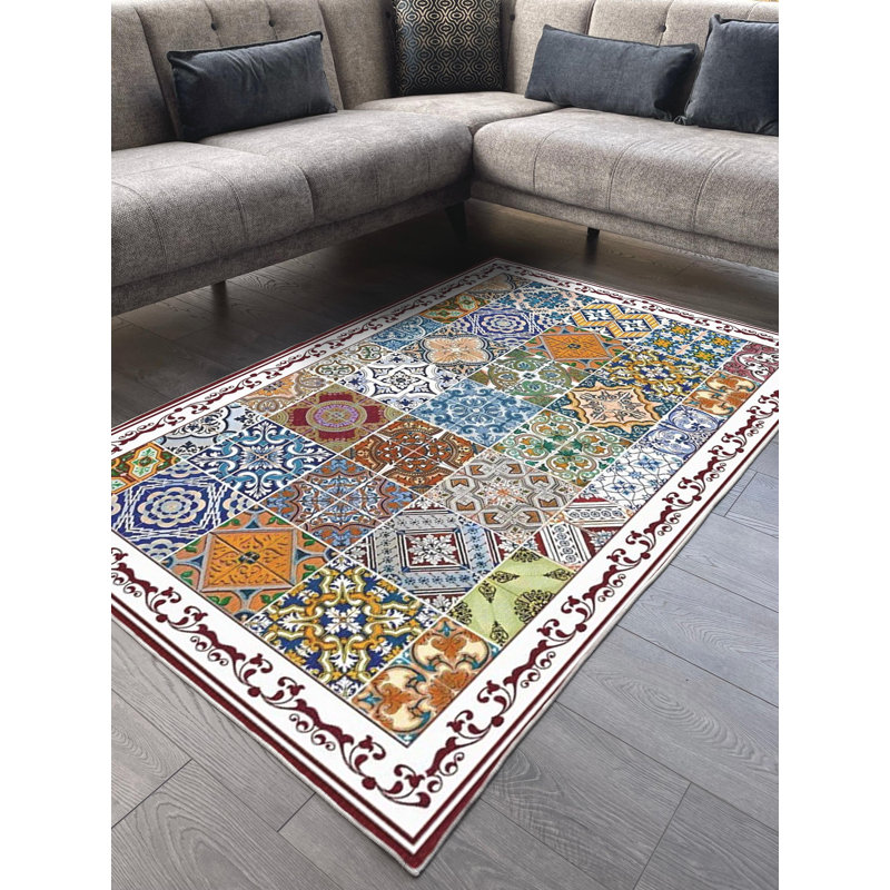 Tapis en coton Kya, Rectangle 2 pi 7 po x 3 pi 11 po