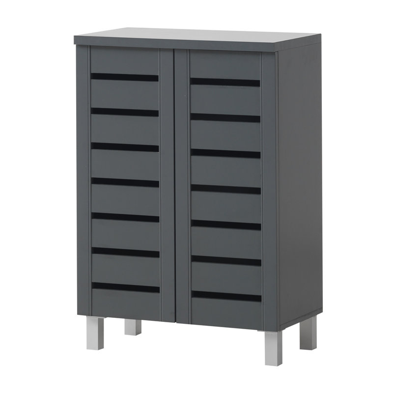 Osvaldo 8 Pair Shoe Storage Cabinet, Dark Grey