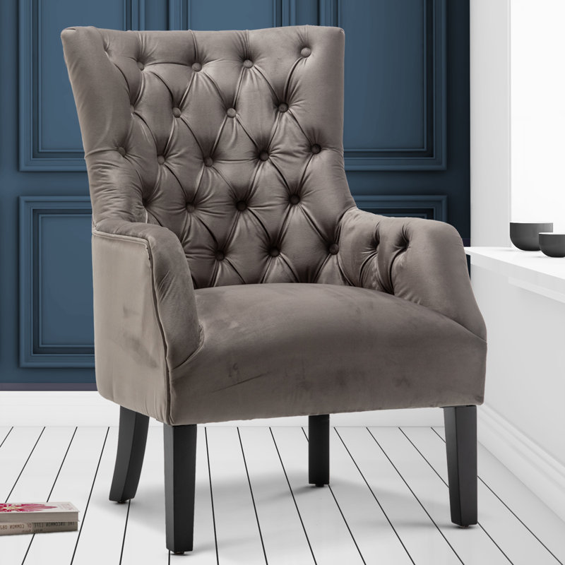 Dority Upholstered Wingback Chair, Light Grey