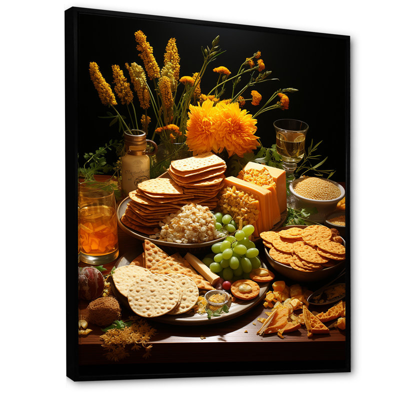 «Judais Matzah Passover Feast I», reproduction sur toile, Cadre flottant noir, H 40 po x l 30 po x P 1,5 po