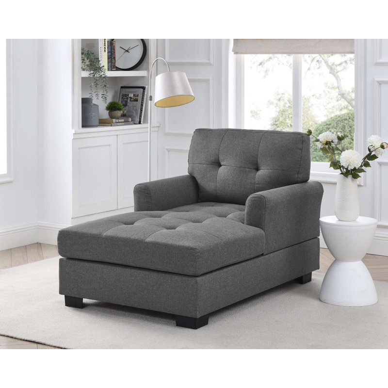 Glenvar Upholstered Chaise Lounge, Gray 100% Polyester