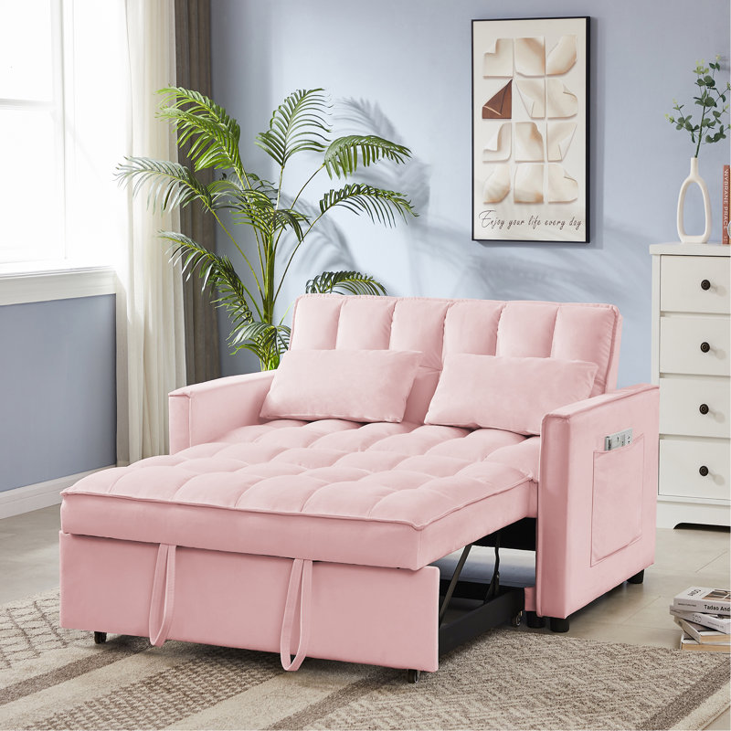 Causeuse Taliesen, H 31,5 po x l 47,2 po x P 34,2 po, Velours rose