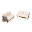 Ensemble de canapé modulaire d'extérieur en bois d'acacia tissé avec corde, beige