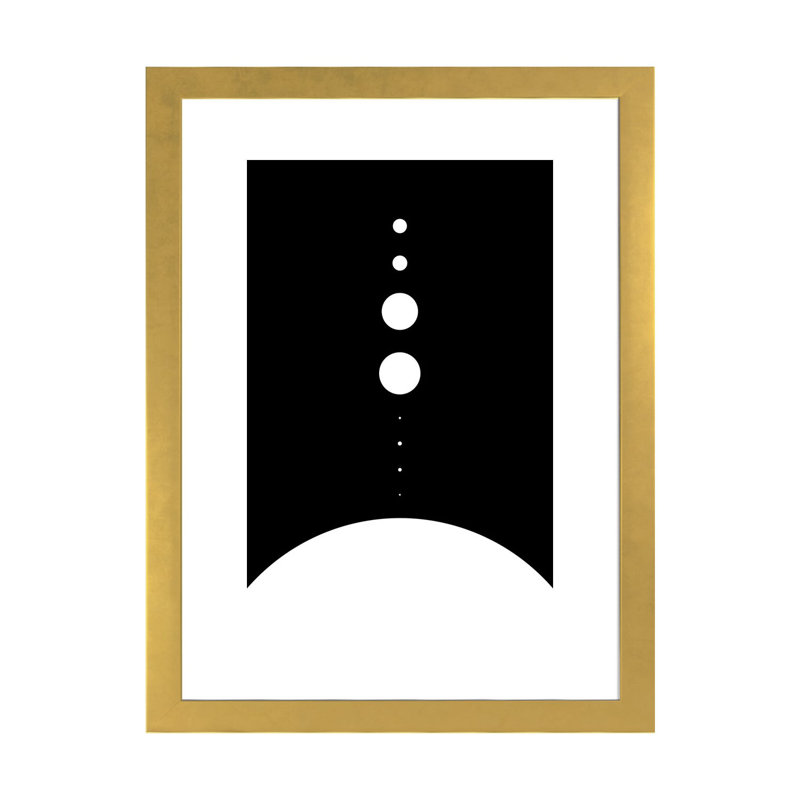 Planètes à l'échelle I - impression, Blanc, H 32 po x l 24 po x P 1 po, Papier encadré doré