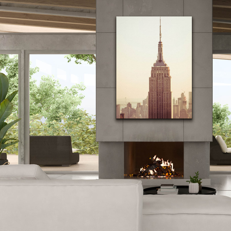 Toile épique Graffiti «Empire Skyline Sunset» par Sonja Quintero, 40 po x 54 po, H 54 po x l 40 po