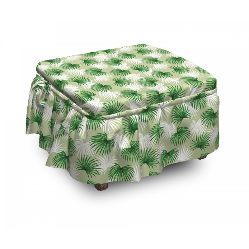 Ensemble de housse pour repose-pieds à coussins carrés 2 pièces leaf palm tree island
