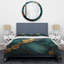 Ensemble de housse de couette en marbre abstrait doré et vert II-101242005
