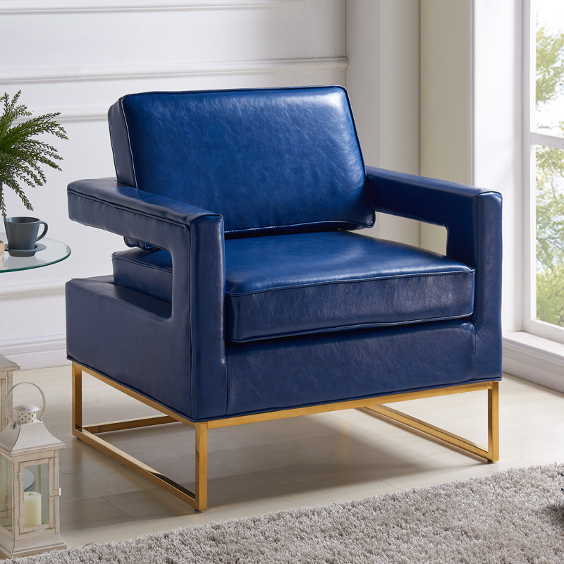 Fauteuil Amelia, Bleu marine en cuir végétalien