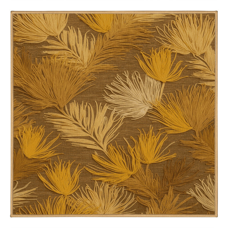 Machine Washable Botanical Brown Area Rug, Square 4'