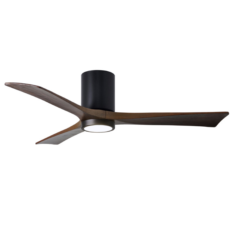 Irene LED Ceiling Fan, Matte Black, Walnut, 52"