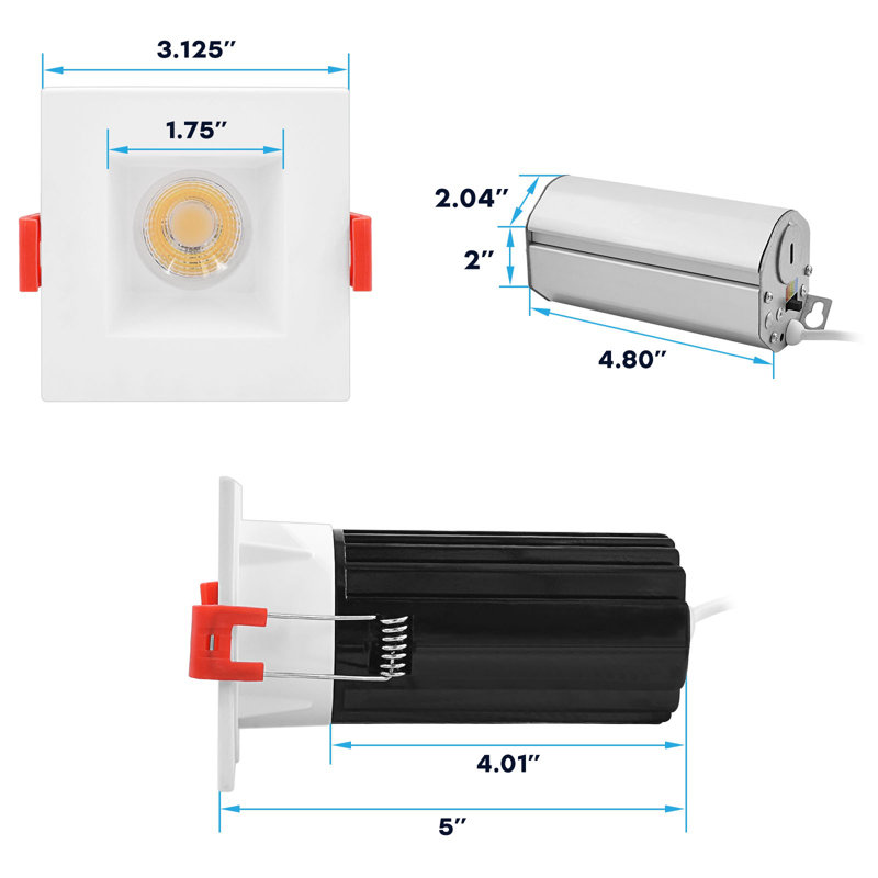 Ensemble d'éclairage encastré 2 lumières à DEL à intensité variable et étanche IC 2 po, Blanc
