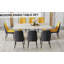 Ensemble de table de salle à manger 9 pièces, table avec plateau en verre et pieds en acier inoxydable et 8 chaises de salle à manger-27079938