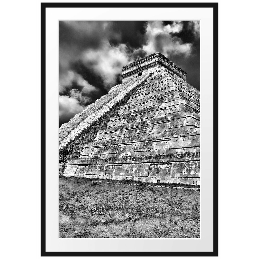 Gerahmtes Poster Schöner Maya Tempel in Mexiko