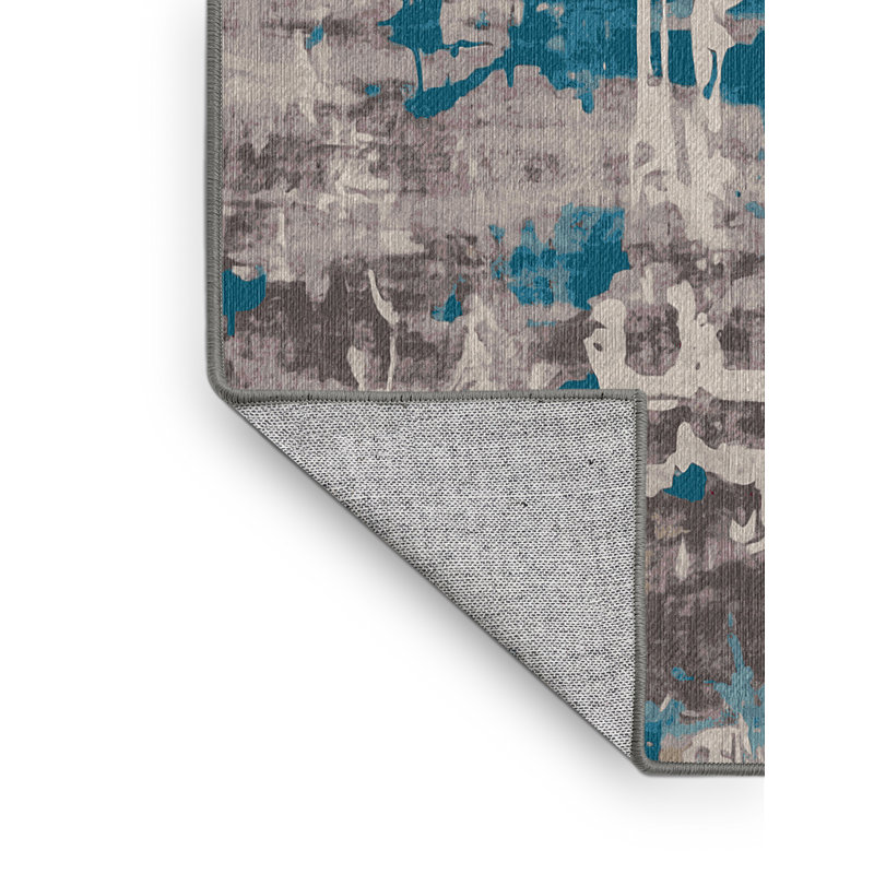 Machine Washable Gray Area Rug, Square 7'