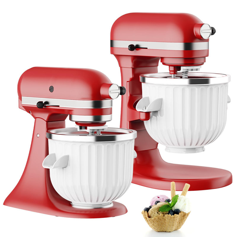 Accessoire de sorbetière Gvode, compatible avec KitchenAid®, bol étanche, sorbet / gelato / yogourt, White