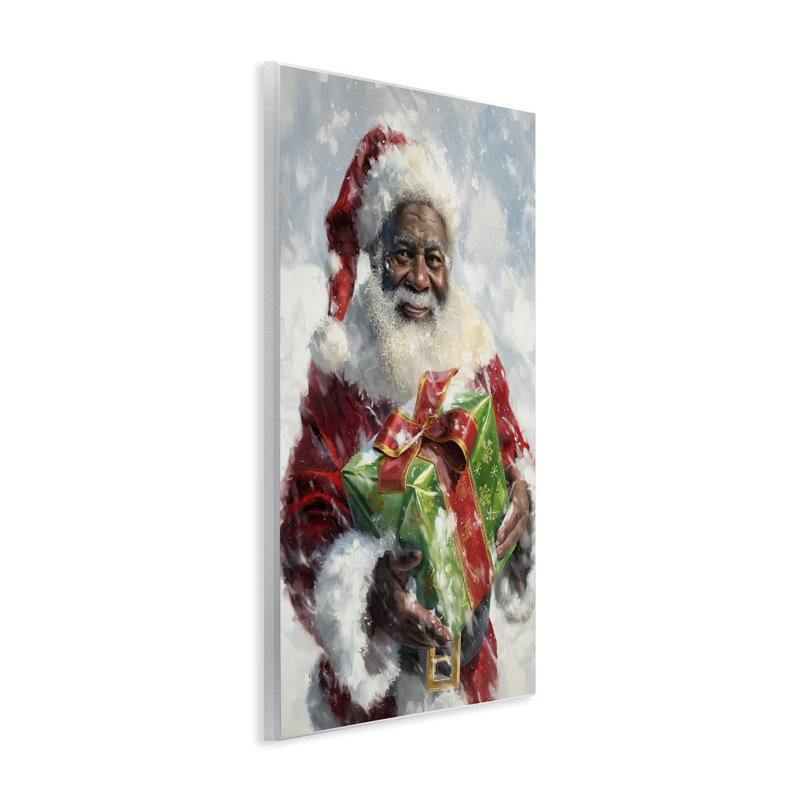 Art mural, Père Noël et cadeau par Imagine It Images, H 19 po x l 13 po