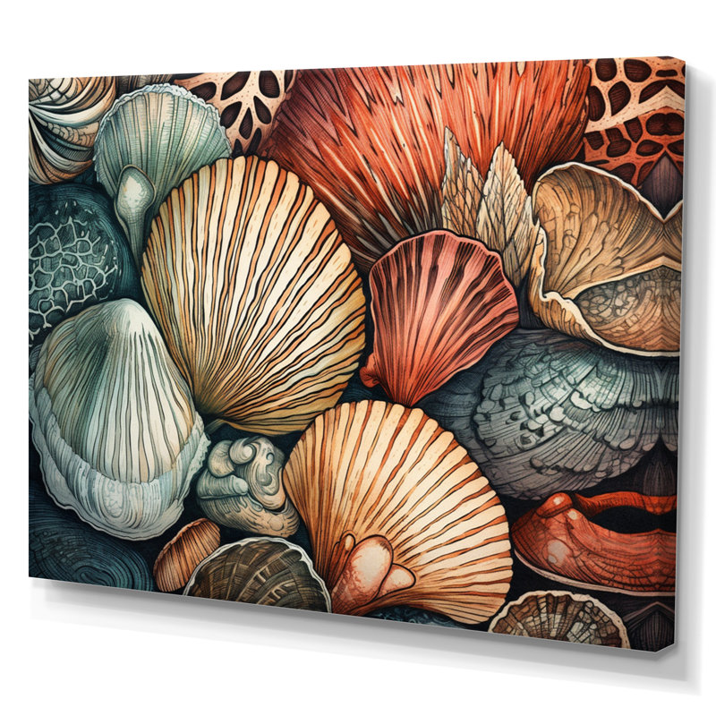 Seaside Seashells III sur toile, H 30 po x l 40 po x P 1,5 po, Toile tendue