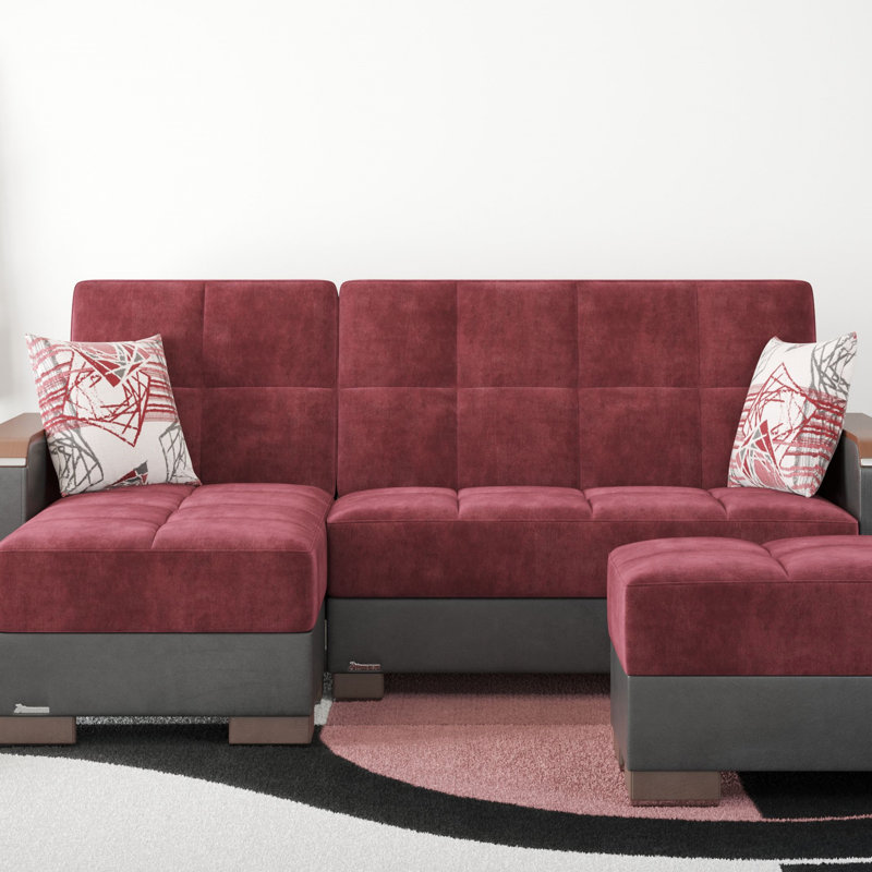 Repose-pieds en bois avec rangement Primenest Collection Zenaero, Rouge