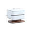 Table de chevet moderne blanche à 2 tiroirs avec base rotative en noyer - 26,8 po