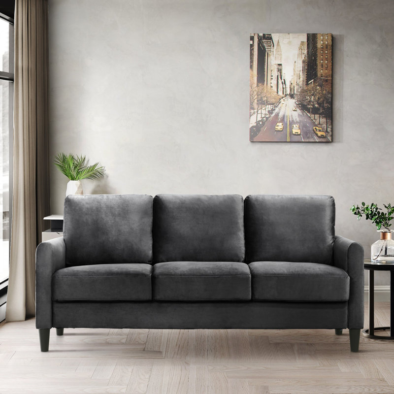 74.4'' Velvet Sofa, Gray Velvet