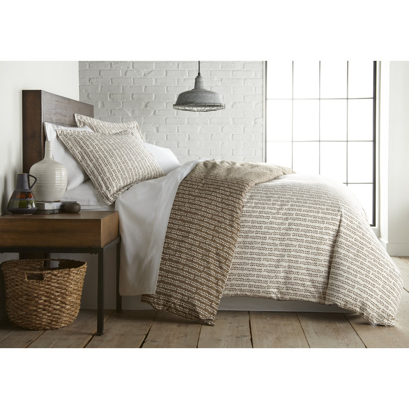 Ensemble de housse de couette réversible à motif de vignes charmantes Vilano Choice, Brun