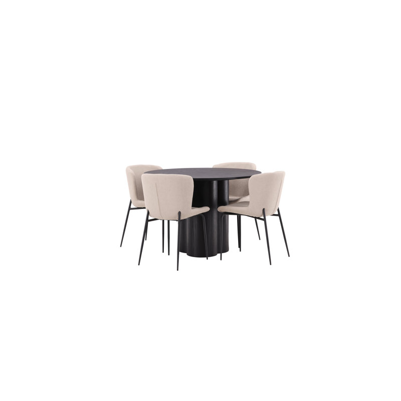 Melrose 4 - Person Dining Set, Dark Grey, Dark Grey, Black