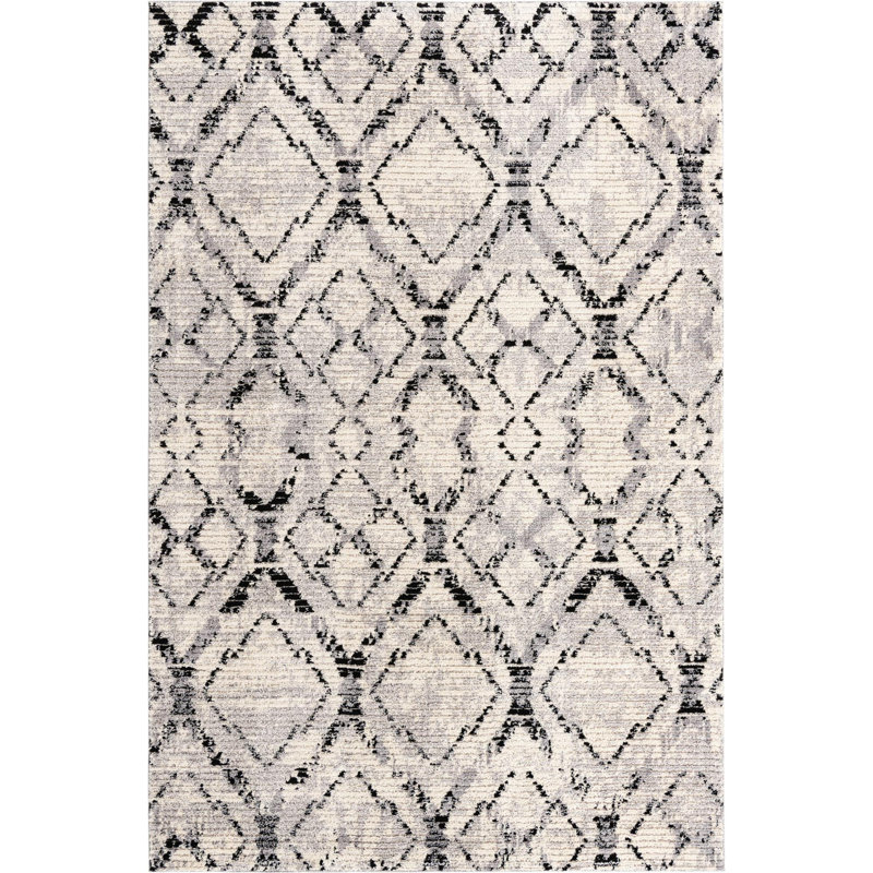 Tapis ivoire à motif géométrique Tucson, Rectangle de 5 pi x 8 pi