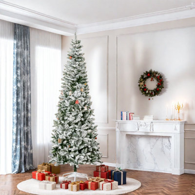 Arbres de Noël réalistes enneigé, acier PVC, conception de pin mince pour la maison