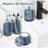 Blue Bathroom Accessories Set, 4 Pack Light Blue Bathroom Decor Accessory Sets Complete, Diamond Glass Soap Dispenser And Toothbrush Holder Set For Bath Counter Organizer Essentials