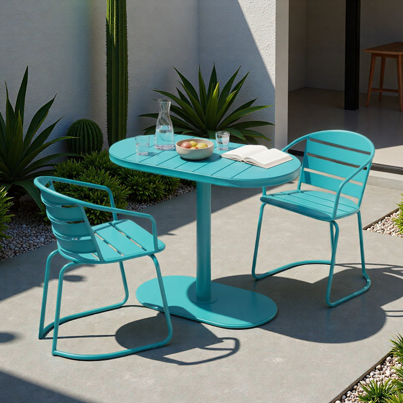 BISTRO SET，STURDY STRUCTURE, Teal