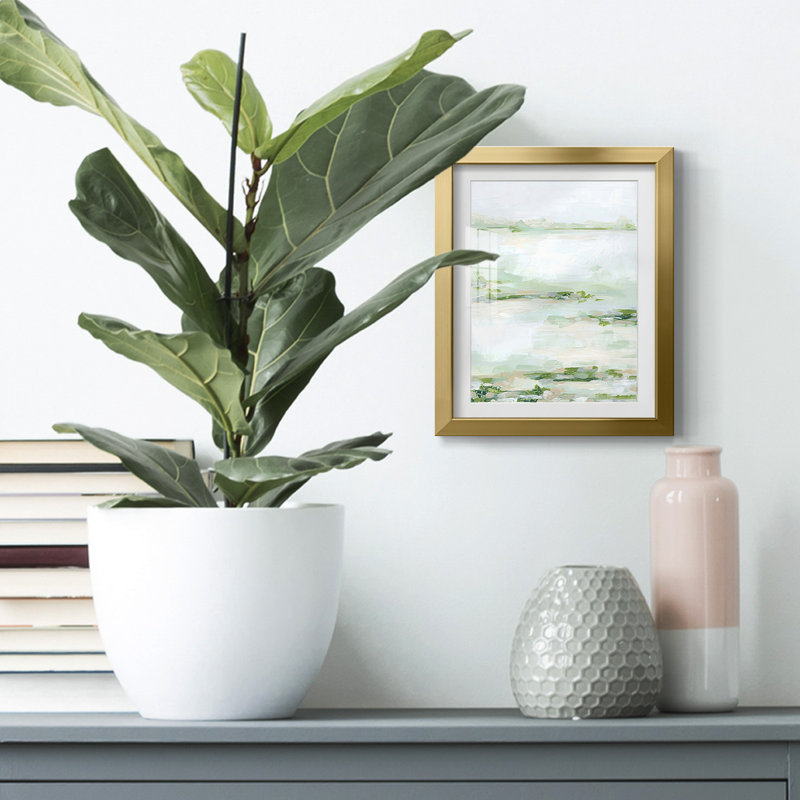 Verdant Marsh I -Framed Print, Gold