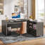 L-shaped Executive Office Desk With Mobile File Cabinet, Large Computer Desk For Home Office