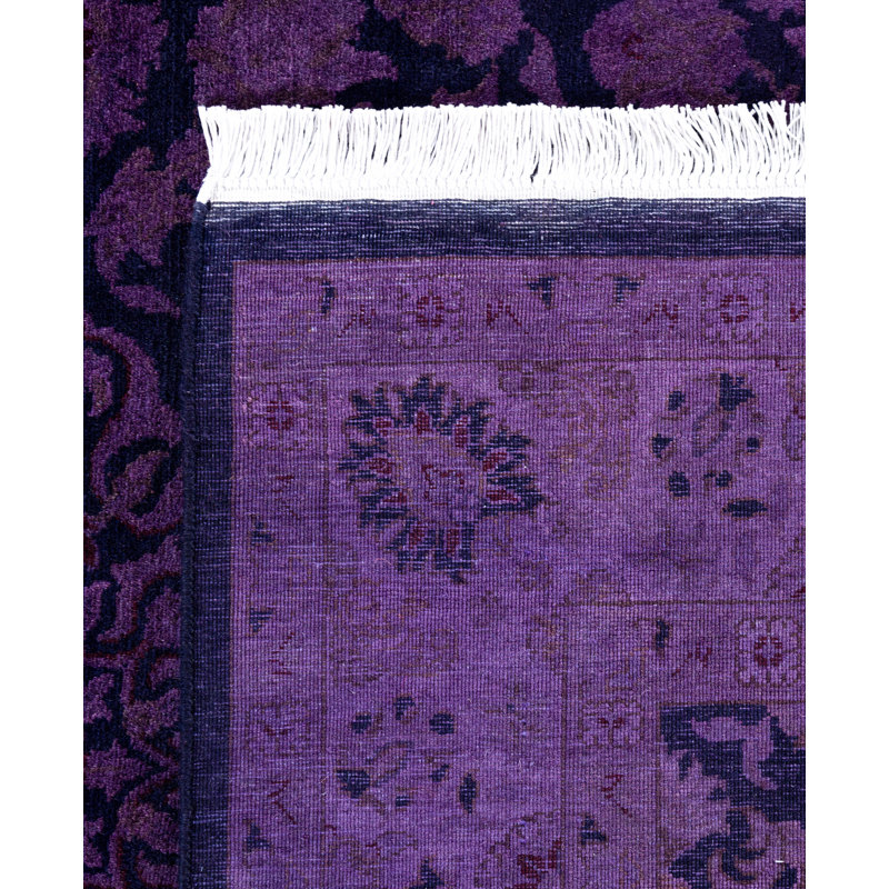 Overdyed Hand-Knotted Wool Modern-Contemporary Purple Area Rug 4' 1" x 6' 4"