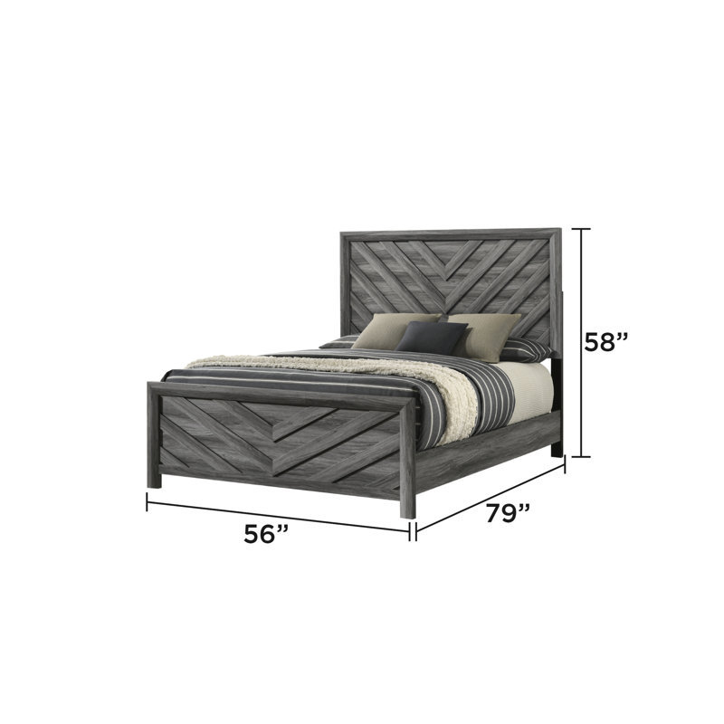 Lit double en bois gris avec tête de lit élégante pour un décor de chambre à coucher élégant et sophistiqué