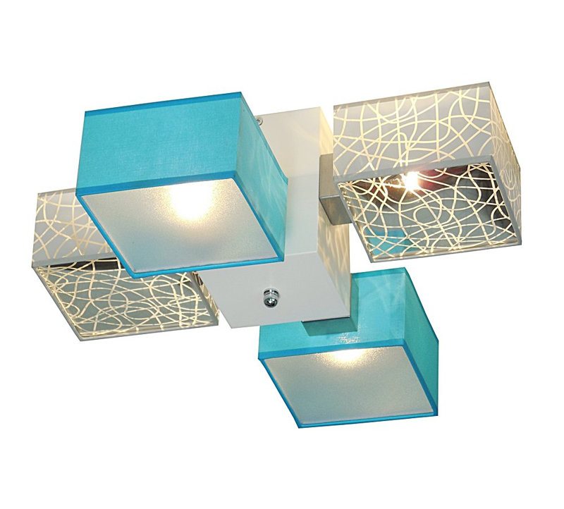 Miranda Semi Flush Mount, Light Brown, Blue and silver