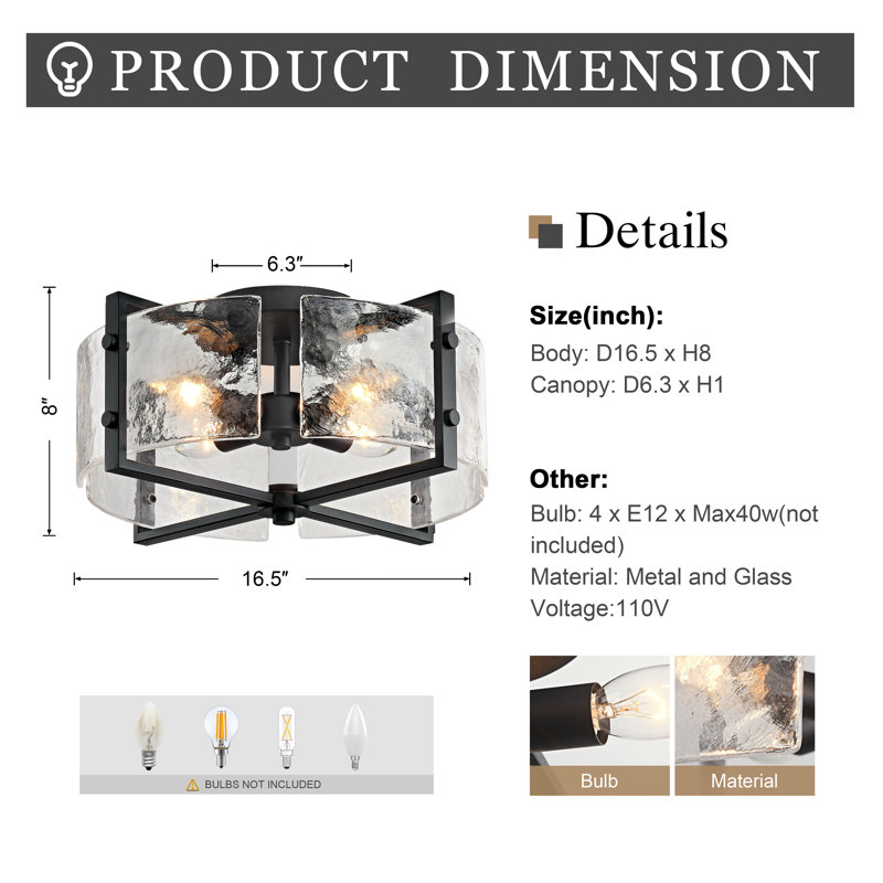 Plafonnier encastré 4 lumières Nihaan 