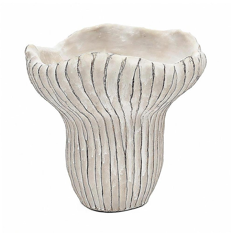 9.3x9x8.7" Sand and Cement Coral Planter with Textured Beige Finish