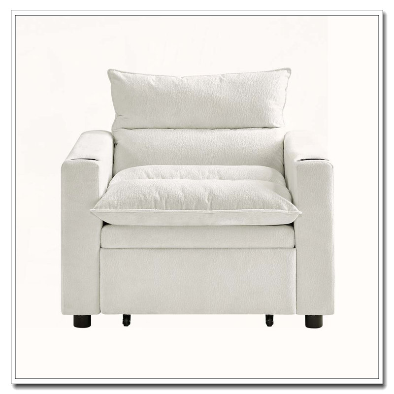 Fauteuil convertible en velours, Beige
