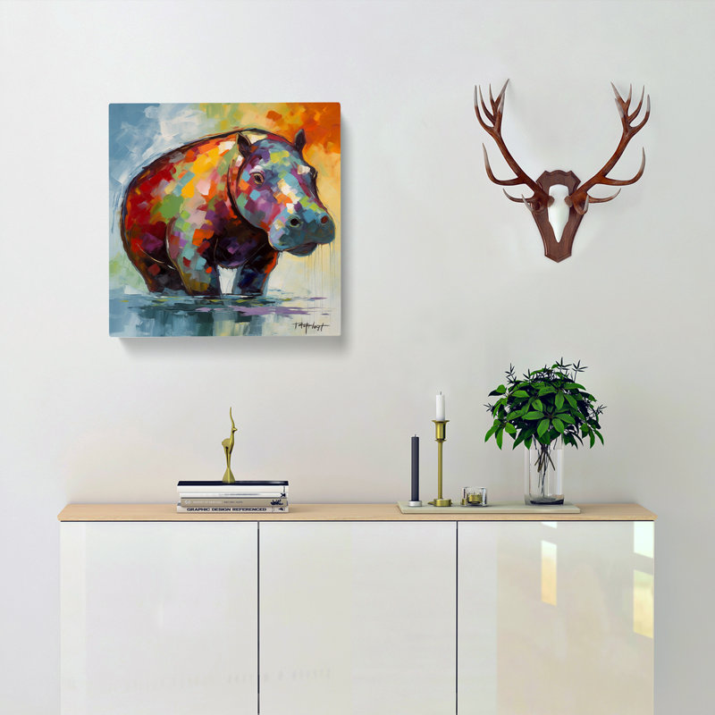 Hippo Abstract Art - Wrapped Canvas