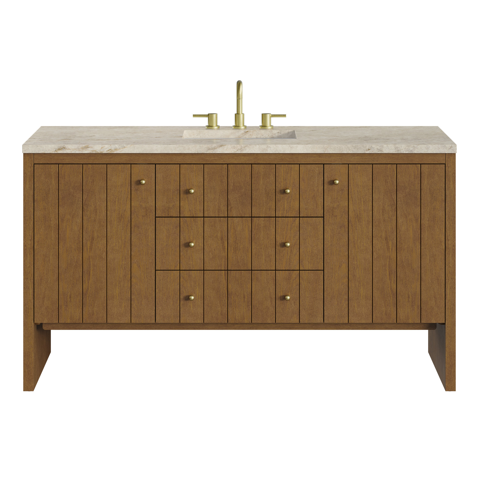 Hudson 60'' Single Bathroom Vanity, Tajnar, Honey Brown, 8" Widespread