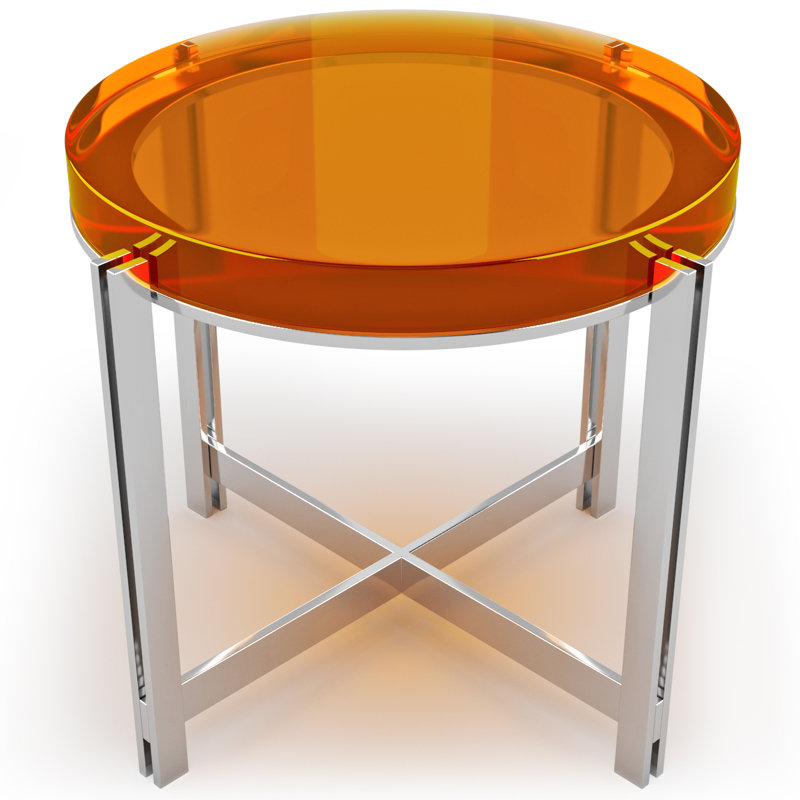 Candy Coffee Table, Orange/Chrome, 17.7" H x 35.5" L x 35.5" W