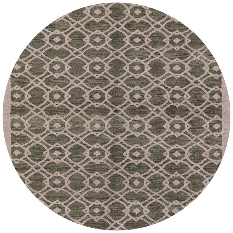 Tapis vert à motif géométrique Sembrini, Rond 5 pi