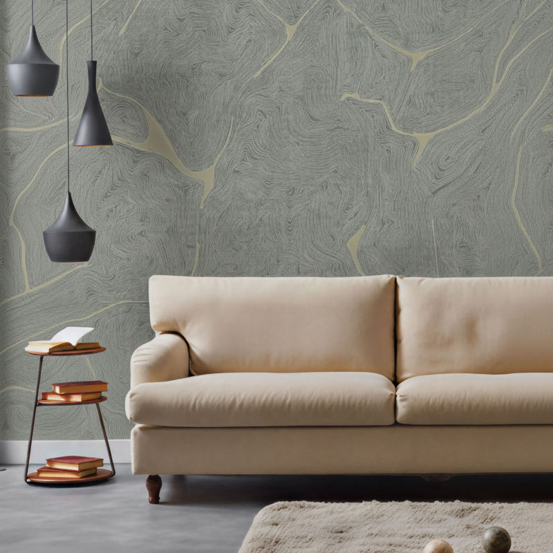Rouleau de papier peint abstrait moderne en marbre, Gris chaleureux