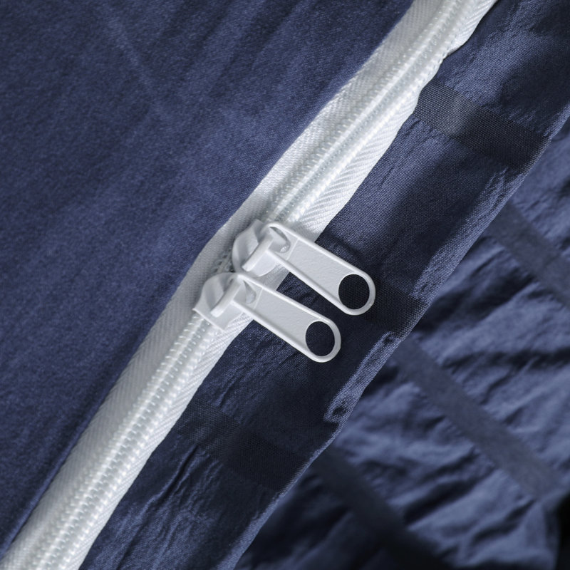 King Navy Blue Seersucker Microfiber Duvet Cover Set