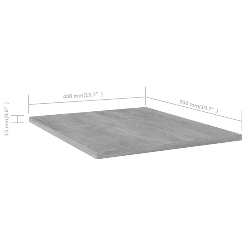Tablettes flottantes étagères murales, Gris béton, H 0,6 po x l 15,7 po x P 19,7 po