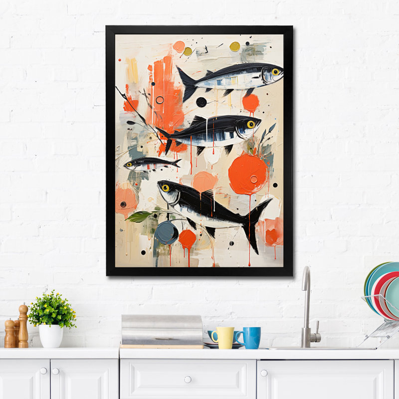 Fruits de mer Cuisine III sur toile, H 32 po x l 16 po x P 1 po, Cadre photo noir