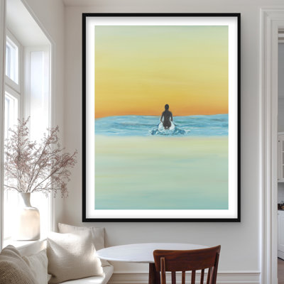 Un surfeur nageant de l'aube - voyage et cartes, impression de chambre à coucher