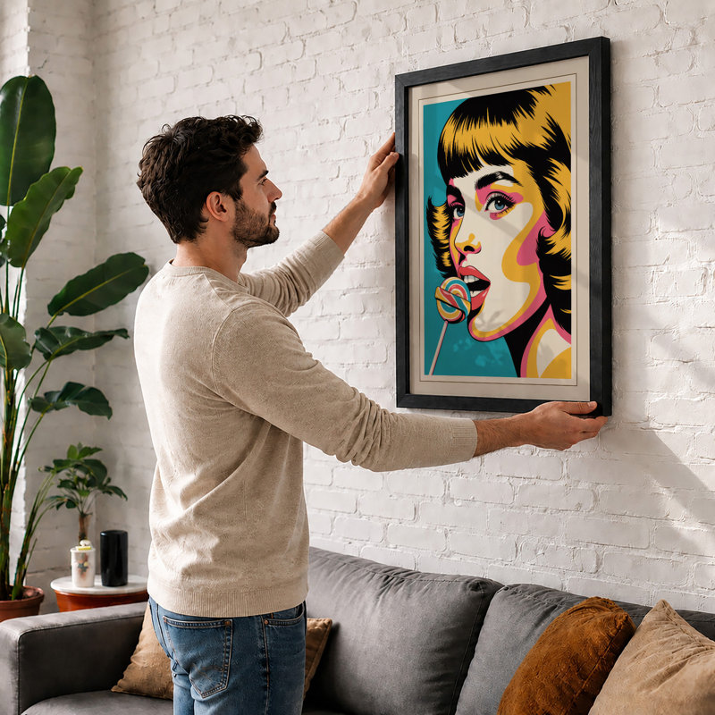 Pop Art Portrait Retro - Print, A2 - 59.4 x 42.0 cm, Black