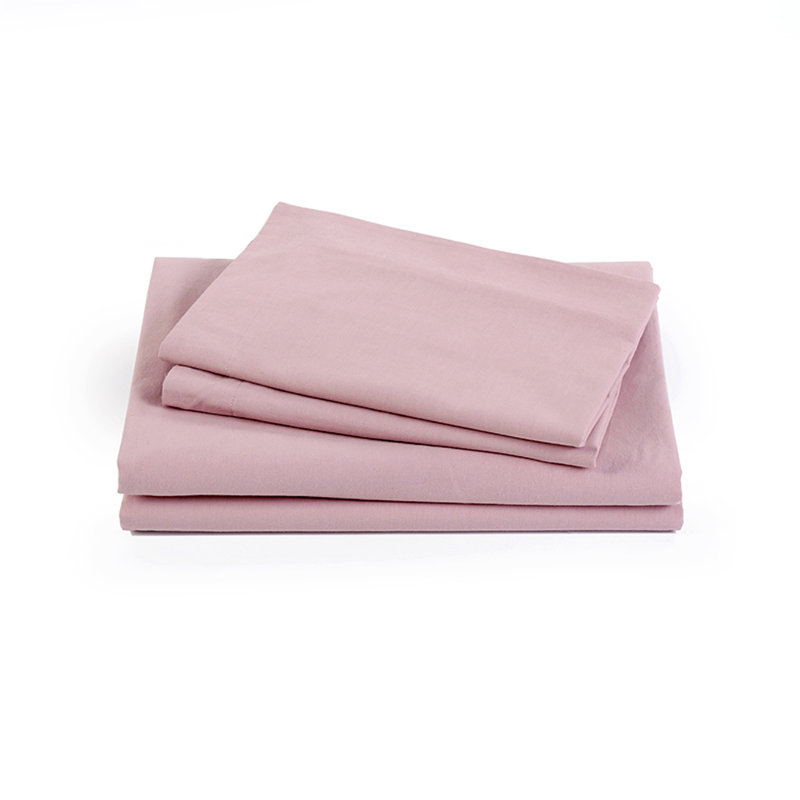 Ensemble de draps en percale de coton 300 Ombre, Ensemble de draps pour grand lit avec 2 taies d'or, Rose brumeux